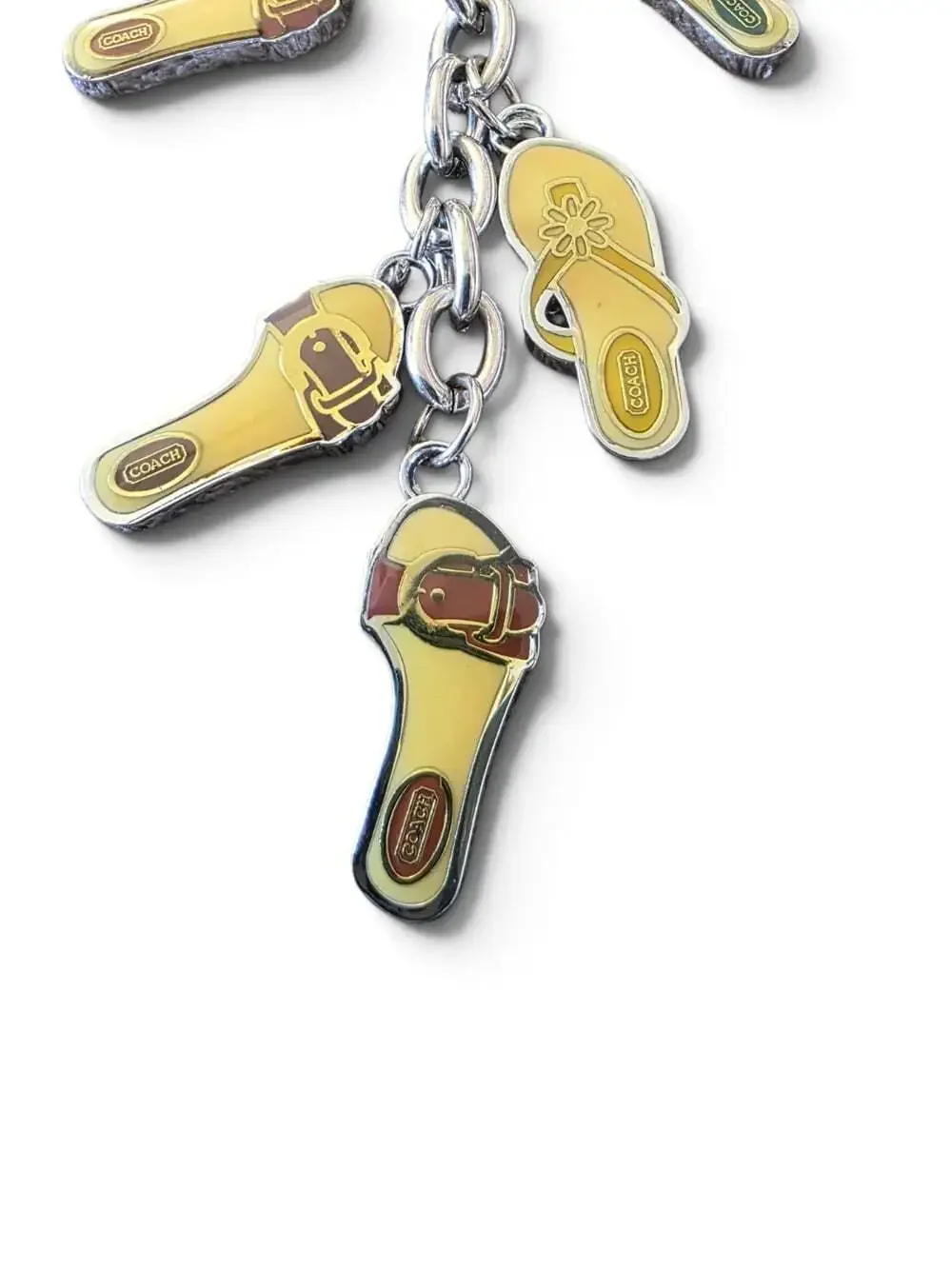 Vintage Coach Yellow Enamel Sandal Flip Flop Charm Keychain Bag Charm Y2K Rare